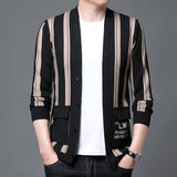 Wiaofellas High-quality Men's Fleece Thickened Sweater Elegant High-end Fashion Business Simple Casual Loose Knitted Sweater Cardigan