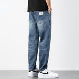 Wiaofellas Spring Summer New High Quality Cotton Jeans Retro Men Length Pants  Loose Straight Casual Men's Jeans Trendy Fashion Harem Pants
