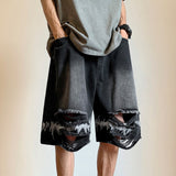 Wiaofellas Summer Ripped Denim Shorts Men Fashion 3 Colors Vintage Denim Shorts Mens Streetwear Hip-hop Loose Hole Jeans Shorts Men M-3XL