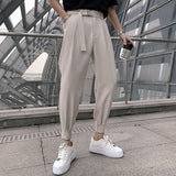 Wiaofellas Korean Fashion Casual Suit Pants Spring New Men Slim Fit Classic Harem Pants Simple Wild Vintage Loose Solid Black Trousers