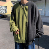 Wiaofellas Hip Hop Patchwork Men's Knitted Sweater Vintage Men Top Pullovers Ripped Sweaters and Jumpers Male Retro Streetwear