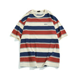 Wiaofellas Main Striped Couples T-shirts For Men And Women In The Summer Of  New Loose Contrast Color Short Sleeve Best Seller