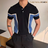 Wiaofellas Spring Summer Knit Polo Shirt Men Casual Turn-down Collar Button Fashion Striped Solid Slim Tops Newest Ice Silk Cotton Knitwear