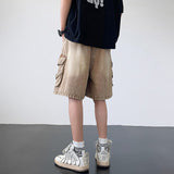 Wiaofellas Summer Denim Shorts Men Fashion Retro Pocket Denim Shorts Mens Japanese Streetwear Hip Hop Loose Cargo Jeans Shorts Men M-3XL