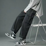 Wiaofellas Japanese Straight Work Pants Men's Spring and Summer Casual New Trend Ins Multi Pocket Cargo Pants Youth Fashion Wide Leg Pants