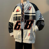 Wiaofellas American Retro Hip-hop Letter Embroidered Jacket Men's Fashion Loose Streetwear Oversized Cool Windproof Punk Racing Coats