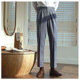 Wiaofellas Classic Casual Men Suit Pants Spring Autumn 2023 New Business Fashion Comfortable Stretch Cotton Button Straight Trousers P284