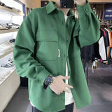Wiaofellas Men's Lapel Collar Streetwear Jackets Fashion Trend Casual Work Clothes Large Coats Student 4 Color Outerwear Size M-4XL