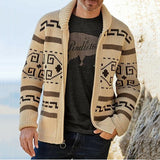 Wiaofellas Autumn And Winter New Men's Fashion Lapel Casual Cardigan Coat Slim Jacquard Knitted Sweater