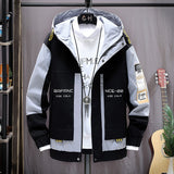 Wiaofellas Fashion Mens Hooded Jacket Japanese Streetwear Autumn Winter Jacket Men Hoodie Outwear Coat Patchwork Letter Jackets Top