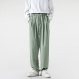 Wiaofellas Spring Summer Men's Oversize Suit Pants Japan Style Casual Work Long Loose Solid Trousers Elastic Waist Wide Leg Bottoms Man