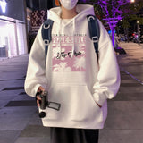 Wiaofellas Men's Black Hoodies Oversized Sweatshirts for Men Autumn Korean Style Retro Hooded Jacket Loose Hoodie Sweatshirt