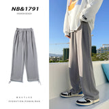 Wiaofellas Men's and women's casual trousers spring and autumn models show thin all-match loose straight-leg sweat pants wide-leg pants