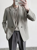 Wiaofellas Korean Men's Youth Casual Suit Jackets British Handsome Single Western-style Clothes Fashion Trend Black 3 Color Coats