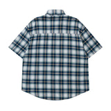 Wiaofellas Y2K Red Blue Color Match Plaid Patchwork Baggy Summer Shirts Unisex Short Sleeve Pockets Irregular Hem Casual Tank Tops Oversize