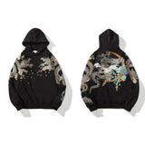 Wiaofellas Link Men's Hip Hop Hoodies Chinese Dragon Embroidery Sweatshirt Harajuku Hooded Pullover High Street