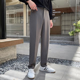 Wiaofellas Spring Autumn Casual Suit Pant Men Solid Ankle Length Pants Male Loose Straight Trousers for Man