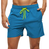 Wiaofellas Fashion Beach Shorts Elastic Closure Men's Swim Trunks Quick Dry Beach Shorts With Zipper Pockets