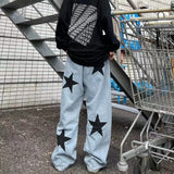 Wiaofellas Men's High Street Fashion Trend Loose Jeans Hip Hop Style Wide Leg Casual Pants Blue Color Oversized Trousers S-3XL
