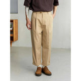 Wiaofellas Japanese Style Men's Fashion Classic Casual Pants Solid Color Business High Quality Straight Pants Khaki Color Trousers