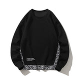 Wiaofellas Mens Fashion Cashew Flower Colorblock Fake Two Piece Crew Neck Sweatshirt Spring Autumn Patchwork Long Sleeve Tracksuit Men