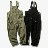 Wiaofellas Japanese Vintage Overalls Men's Loose Multi Pocket Strap Cargo Pants Spring Workwear Rompers Youth Trendy Blue Straight Jumpsuit