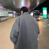 Wiaofellas Autumn and Winter Men's Woolen Coat Korean Version Trend Solid Color Loose Mid Length Coat Youth Casual Versatile Coat Top
