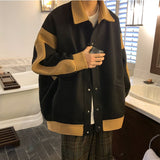 Wiaofellas Patchwork Woolen Jacket Men's Autumn and Winter New Temperament Fashion Loose All-match Casual Top Korean Trend Coat