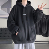 Wiaofellas Male Hoodie Coldproof Men Sweatshirt Pocket Male Hooded Fleece Lined Pullover Sweatshirt Daily Clothing