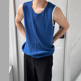 Wiaofellas Summer Mens Casual Ribbed Tank Tops Sports Fitness Training Vest Streetwear Fashion Solid O Neck Loose Sleeveless Camisole