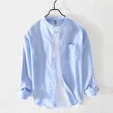 Wiaofellas Brand men's Japanese retro cotton high-quality shirts spring and autumn trend all-match solid color long-sleeved work shirts