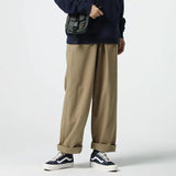 Wiaofellas Men's Solid Color Retro Straight Pants Loose Fashion Trend Wide Leg Pants Simple High Waist High-quality Trousers M-2XL