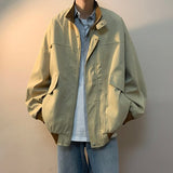 Wiaofellas Cargo Jackets Men Stand Collar S-3XL Teens Japanese Trendy Clothing Unisex Y2k Coats Zip-up Vintage American Streetwear Chaqueta