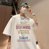 Wiaofellas Print Design Tide Brand Short Sleeve T-Shirt Men's Summer Vintage Half Sleeve Black White M-5XL