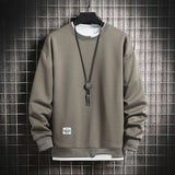 Wiaofellas-Mens Casual Sweatshirts Hoodie Men Two Pieces Multi Color O-Neck Fashion Harajuku Style Male Sweatshirt New
