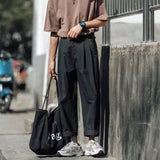 Wiaofellas Men's Fashion Trend Streetwear Trousers Korean Loose Student Cargo Casual Pants Green/black/khaki Color Suit Pants M-2XL