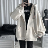 Wiaofellas Spring Trend Japanese Oversized Casual Zipper Hoodies Retro Solid Color Streetwear Men Harajuku Loose Casual Fashion Jackets