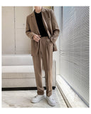 Wiaofellas Men Women 2 PCS Sets Couple Suits Sets Streetwear Fashion Business Casual Loose Office Suits Jacket Pant Women Oversize Suits