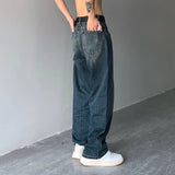 Wiaofellas Japanese Street Retro Wide Leg Washed Denim Daddy Pants Men's Ins New Fashion Brand All-Matching Straight Loose Casual Trousers