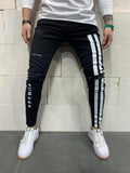 Wiaofellas Men Stretchy Ripped Skinny Biker Embroidery Cartoon Print Jeans Destroyed Hole Slim Fit Denim High Quality Hip Hop Black Jeans