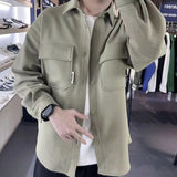 Wiaofellas Men's Lapel Collar Streetwear Jackets Fashion Trend Casual Work Clothes Large Coats Student 4 Color Outerwear Size M-4XL
