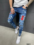 Wiaofellas Men Pants Fashion Men Casual Pants Stretch Jeans Skinny Work Trousers Male Vintage Wash Plus Size Jean Slim Fit for Men Clothing