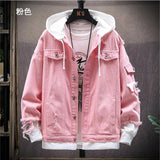 Wiaofellas Denim Jacket Mens Hooded Slim Fit Casual Streetwear Jean Jackets Long Sleeve Trendy Outerwear Autumn Winter Jacket Coat for Men