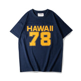 Wiaofellas 200G Hawaii78 Letter T-shirt Summer Fashion Men's O-neck Casual Loose Pullover Tops Teens Short Sleeve Streetwear Daily Tee