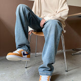 Wiaofellas Autumn Blue Baggy Jeans Men Fashion Casual Straight Jeans Streetwear Men Korean Style Loose Wide Legs Denim Pants Mens Trousers
