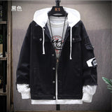 Wiaofellas Denim Jacket Mens Hooded Slim Fit Casual Streetwear Jean Jackets Long Sleeve Trendy Outerwear Autumn Winter Jacket Coat for Men