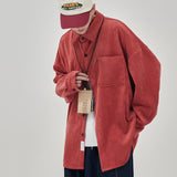 Wiaofellas 4-color Corduroy Shirt Men Fashion Oversized Casual Shirts Men Japanese Streetwear Loose Long Sleeve Shirt Mens Large Size M-5XL