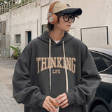Wiaofellas Spring Autumn American Trend Hoodies Men Letter Print Fleece Oversized Hoodie Male Fashion Hip Hop Unisex Essentials Pullover