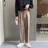 Wiaofellas Men's Fashion Trend Loose Casual Pants High-quality Business Suit Pants Black/Brown Color Trousers Big Size M-4xl