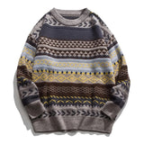 Wiaofellas Spring and Autumn New Men's Round Neck Japanese Lazy Retro Style Striped Loose Casual Knitted Sweaters Women Pullover